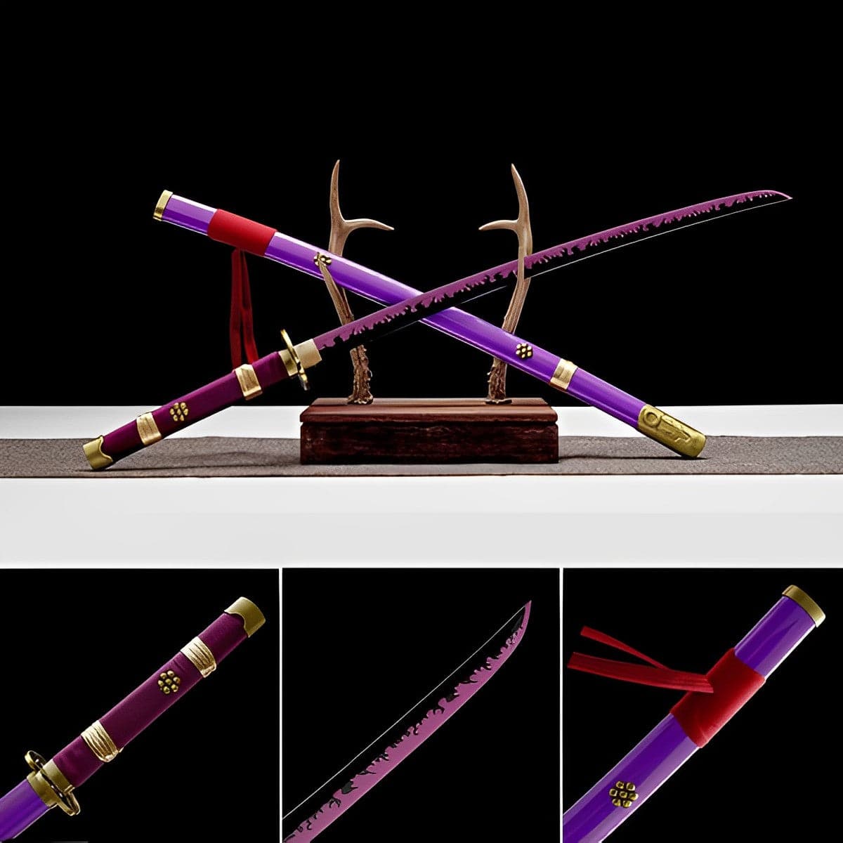 Handmade Anime Katana One Piece Roronoa Zoro's Enma Sword Purple Blade 1045 High Carbon Steel Purple