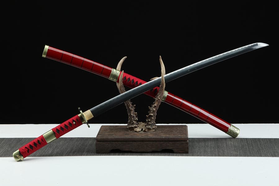 Handmade Anime Katana One Piece Roronoa Zoro Sandai Kitetsu Sword 1045 High Carbon Steel Red