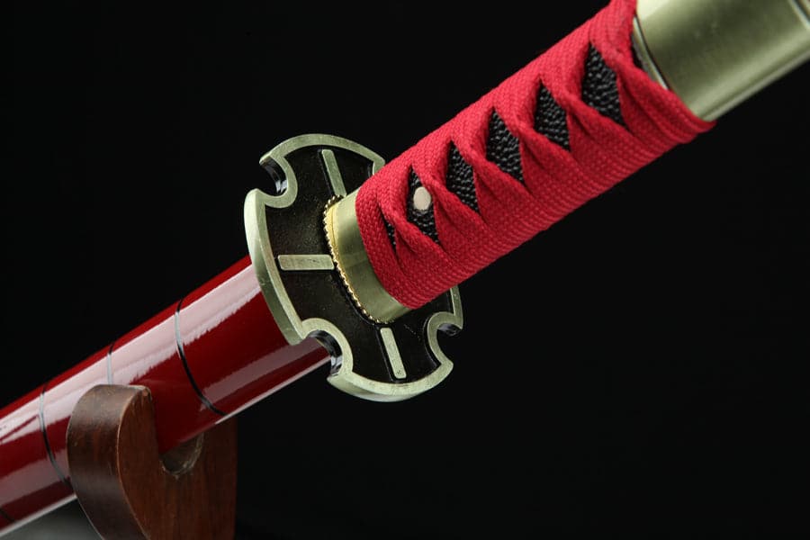 Handmade Anime Katana One Piece Roronoa Zoro Sandai Kitetsu Sword 1045 High Carbon Steel Red