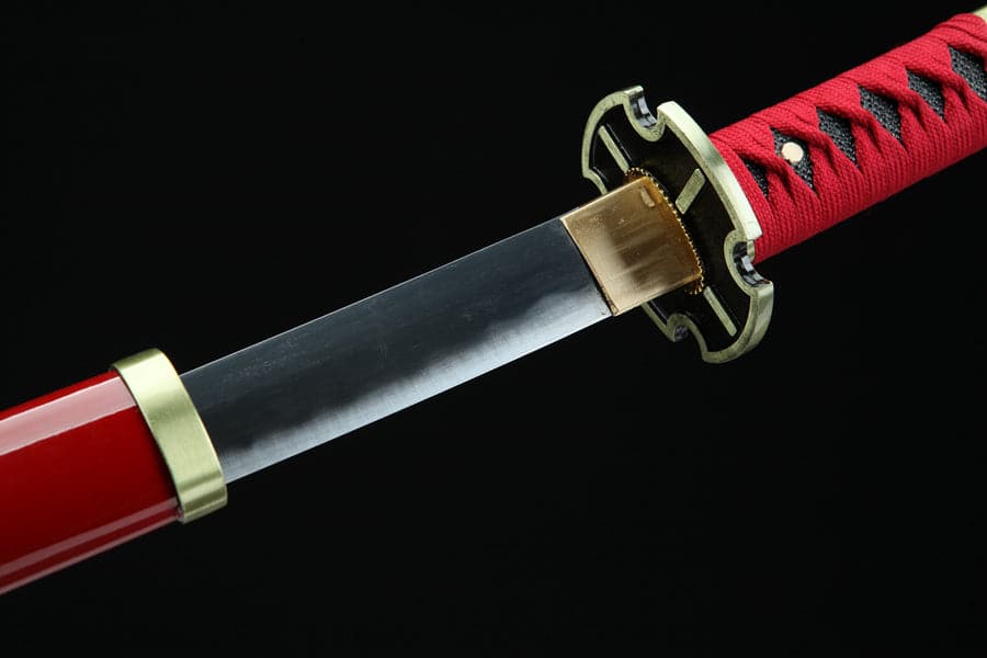 Handmade Anime Katana One Piece Roronoa Zoro Sandai Kitetsu Sword 1045 High Carbon Steel Red