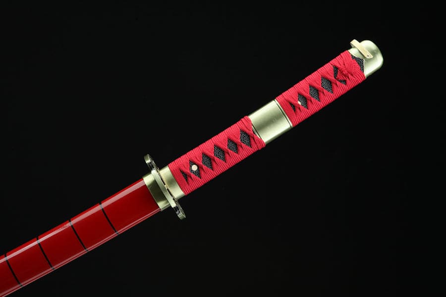 Handmade Anime Katana One Piece Roronoa Zoro Sandai Kitetsu Sword 1045 High Carbon Steel Red