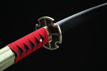 Handmade Anime Katana One Piece Roronoa Zoro Sandai Kitetsu Sword 1045 High Carbon Steel Red