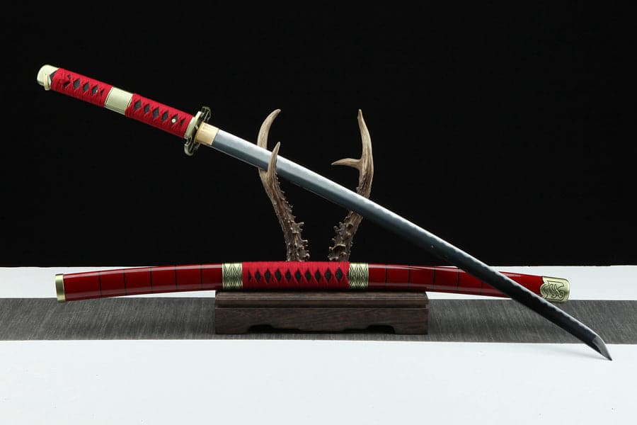 Handmade Anime Katana One Piece Roronoa Zoro Sandai Kitetsu Sword 1045 High Carbon Steel Red