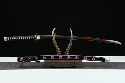 Handmade Anime One Piece Roronoa Zoro's Shusui Katana Sword 1045 High Carbon Steel Red Black Blade