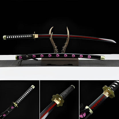 Handmade Anime One Piece Roronoa Zoro's Shusui Katana Sword 1045 High Carbon Steel Red Black Blade