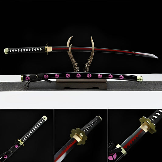 Handmade Anime One Piece Roronoa Zoro's Shusui Katana Sword 1045 High Carbon Steel Red Black Blade