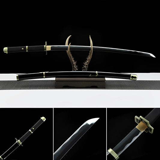 Handmade Anime One Piece Roronoa Zoro's Yubashiri Sword 1045 High Carbon Steel Black