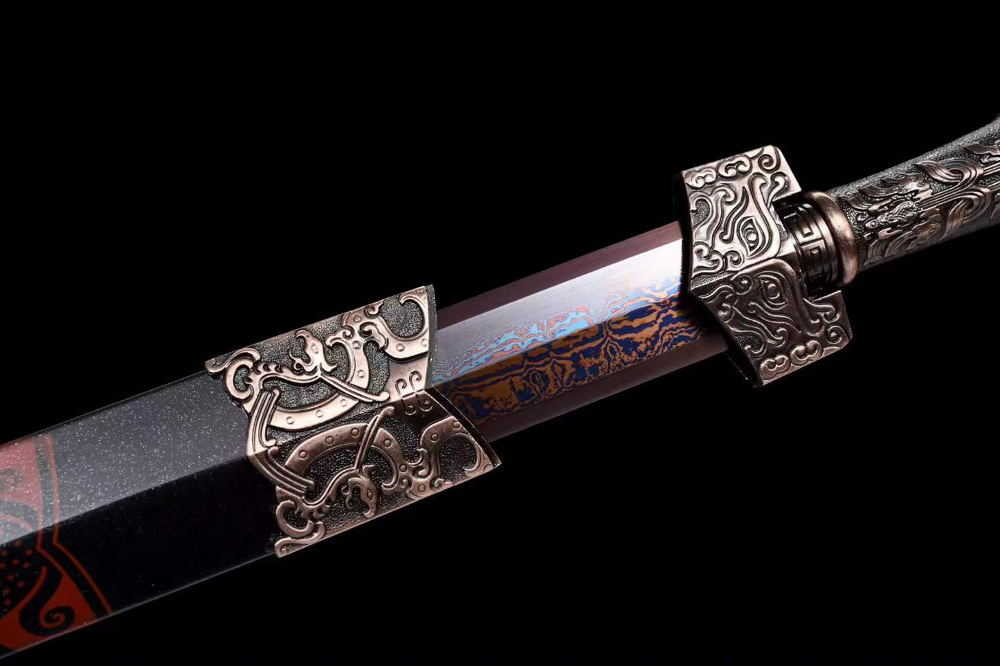 Handmade Chinese Han Dynasty 青雲 Sword Damascus Steel Blade baking blue