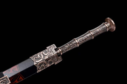 Handmade Chinese Han Dynasty 青雲 Sword Damascus Steel Blade baking blue