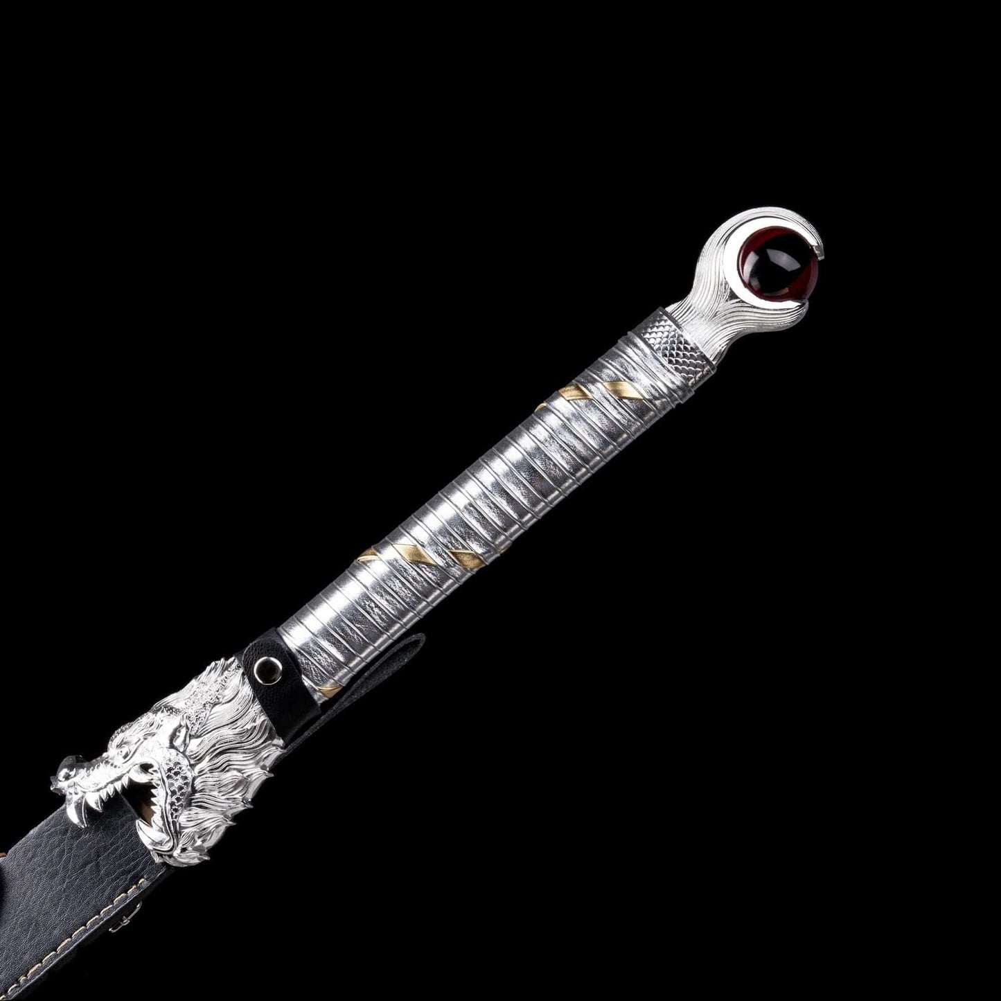 Handmade Dragon Battle Blade Manganese Steel Chinese Sword Black & White