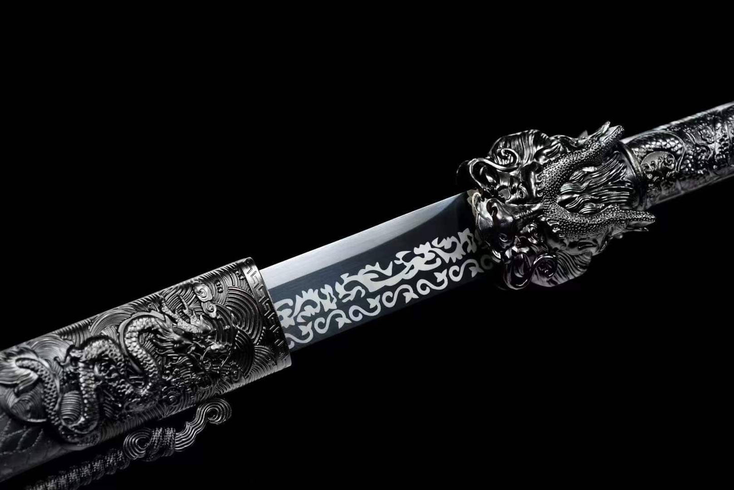 Handmade Dragon King Battle Blade With Black scabbard