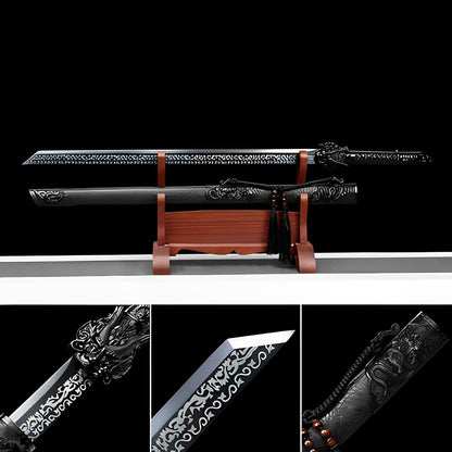 Handmade Dragon King Battle Blade With Black scabbard