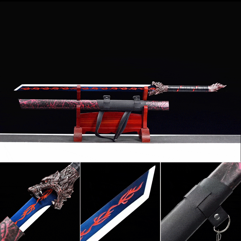 Handmade Flame-Eating Wolf Fury Manganese Steel Chinese Sword