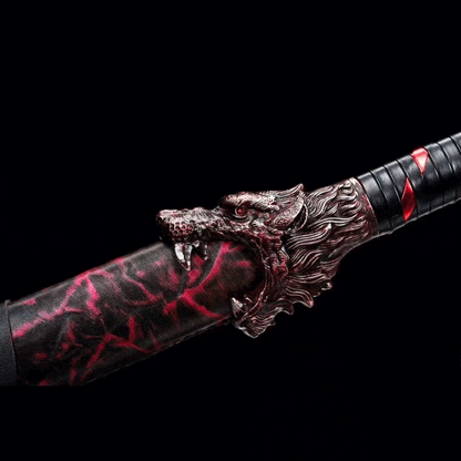 Handmade Flame-Eating Wolf Fury Manganese Steel Chinese Sword