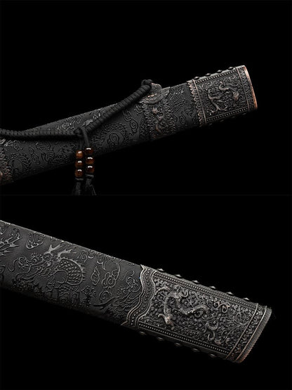 Handmade Gnarled Dragon High Manganese Steel Carve flowers Chinese Sword