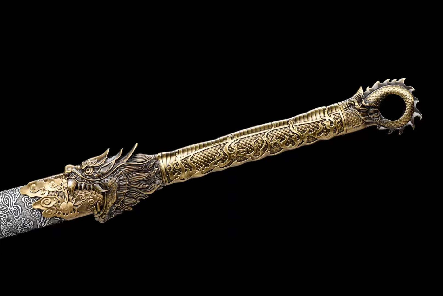 Handmade Golden Dragon Chinese Sword With Golden Blade