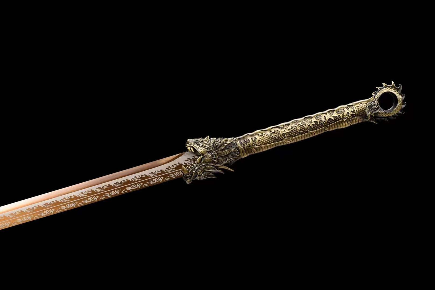 Handmade Golden Dragon Chinese Sword With Golden Blade