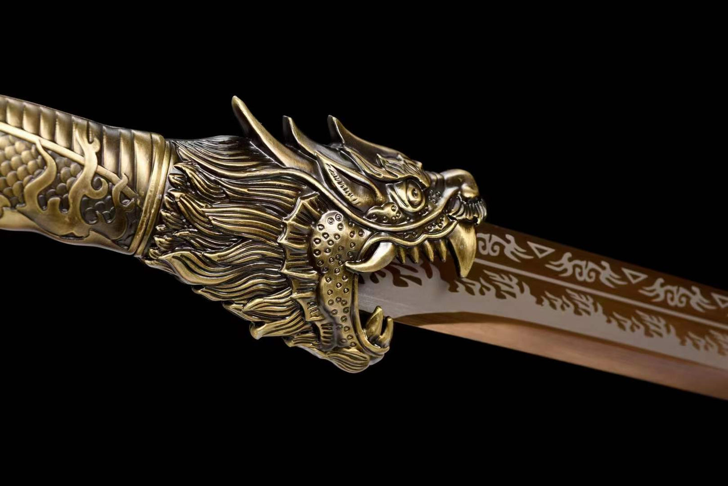 Handmade Golden Dragon Chinese Sword With Golden Blade