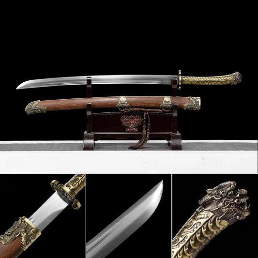 Handmade Golden Dragon Rosewood One-piece handle