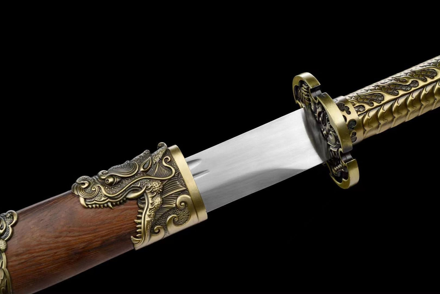 Handmade Golden Dragon Rosewood One-piece handle