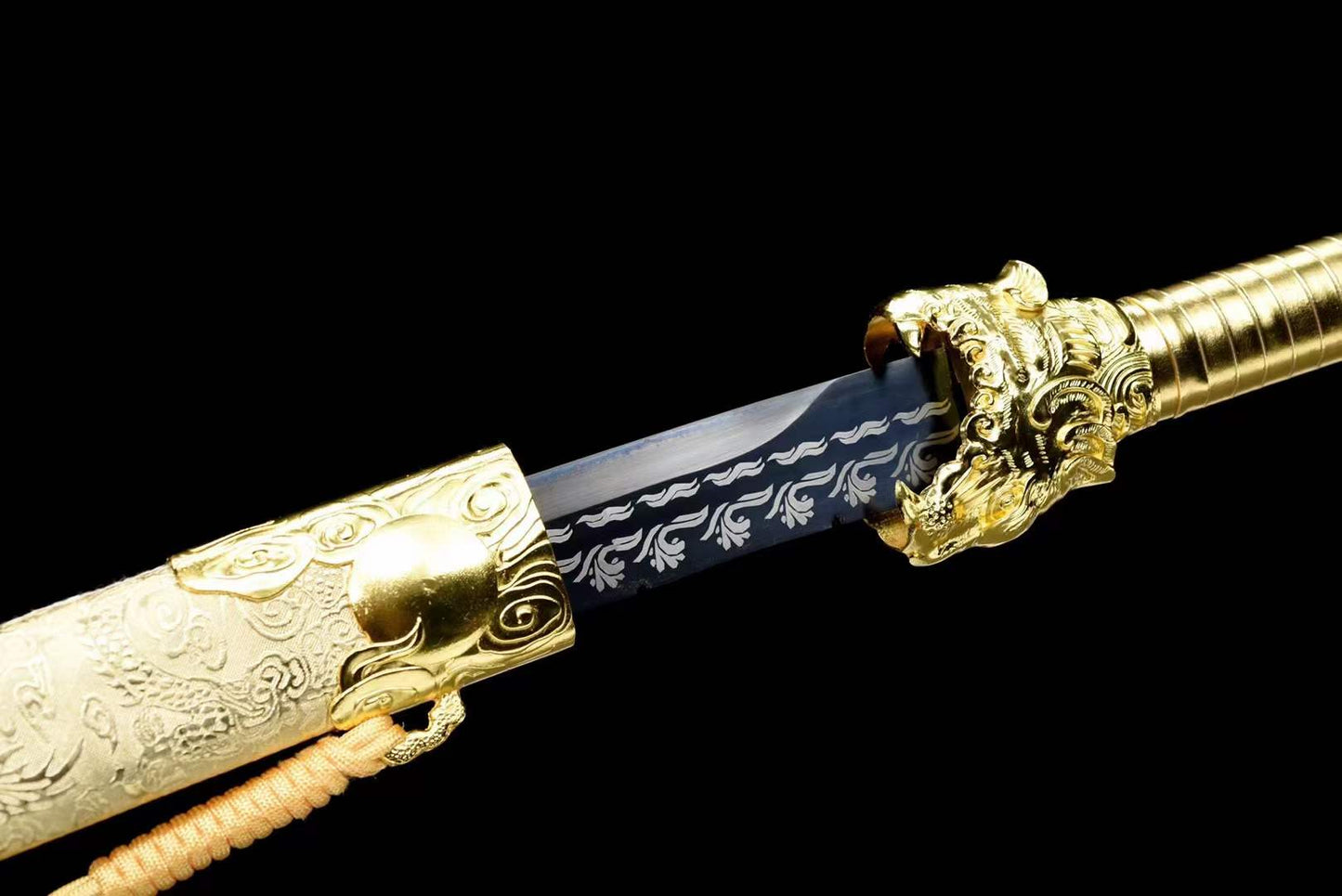 Handmade Golden Tiger Chop Chinese Sword With Golden