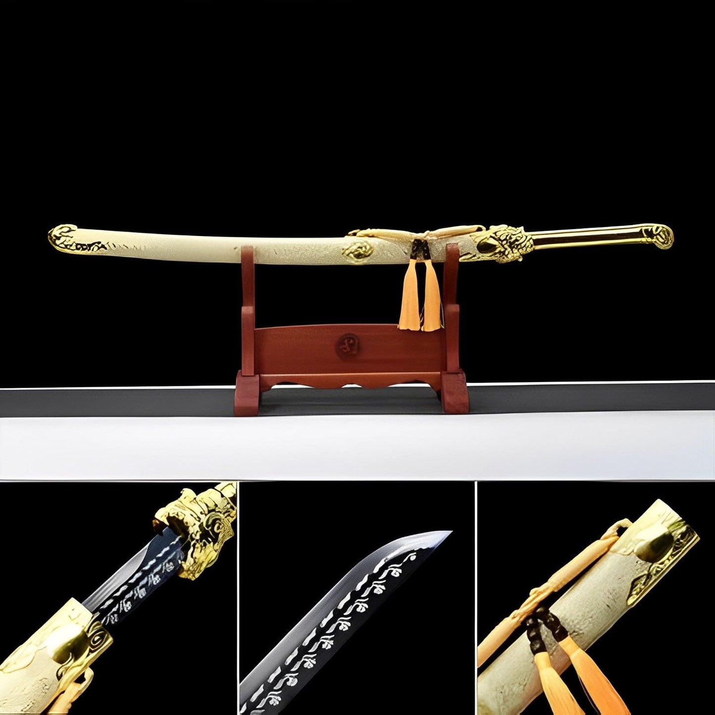 Handmade Golden Tiger Chop Chinese Sword With Golden