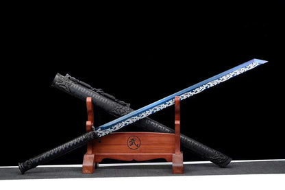 Handmade 花無缺 High Manganese Steel Chinese Sword With Baked Blue Blade