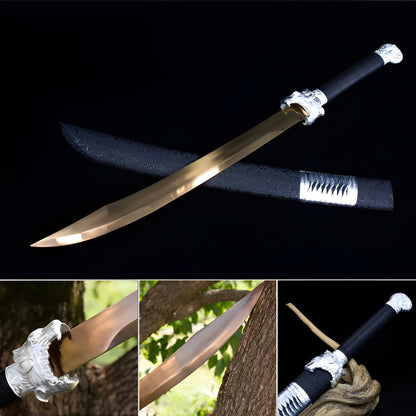 Handmade High Manganese Steel Kim Snow  Chinese Knife With Golden Blade