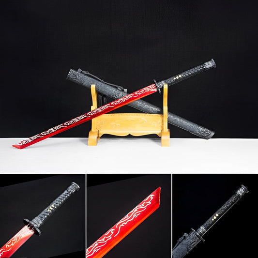 Handmade High Manganese Steel Red Flame Chinese Sword With Red Blade