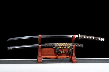 Handmade Japanese Tachi Odachi Dark Shadow High Carbon Steel Blackened blades