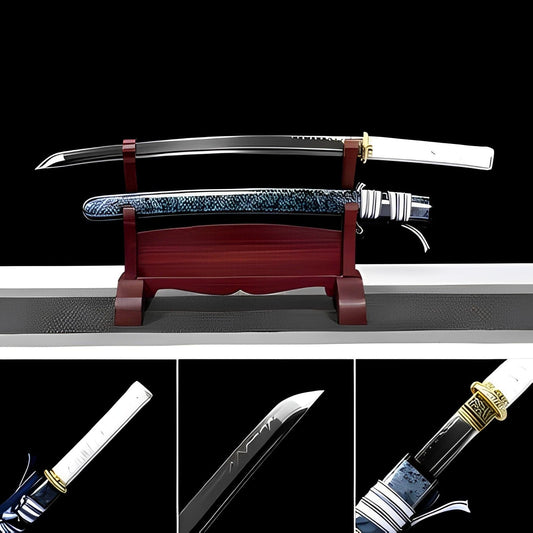 Handmade Japanese Wakizashi Water T10 Carbon steel Turns the soil to burn blade