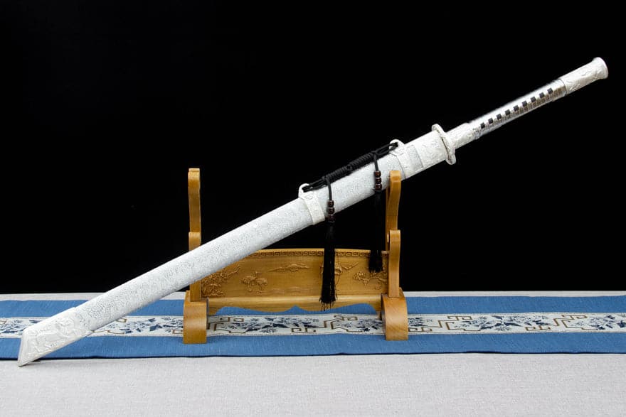 Handmade Kirin High Manganese Steel Chinese Sword With White Scabbard