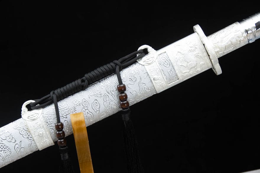 Handmade Kirin High Manganese Steel Chinese Sword With White Scabbard