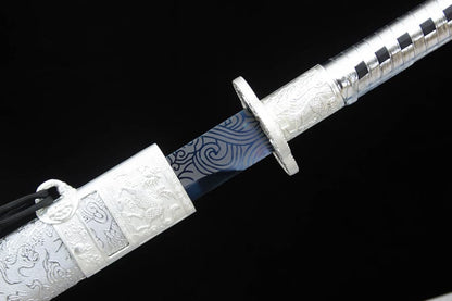 Handmade Kirin High Manganese Steel Chinese Sword With White Scabbard