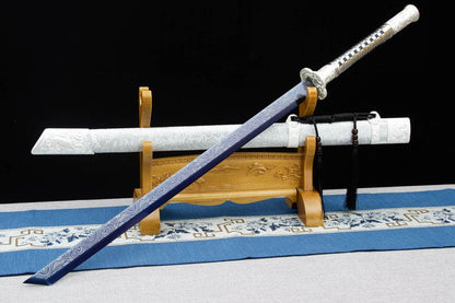 Handmade Kirin High Manganese Steel Chinese Sword With White Scabbard