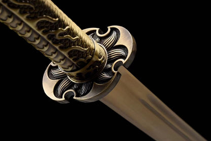 Handmade One Body Yellow Dragon Baked gold blades