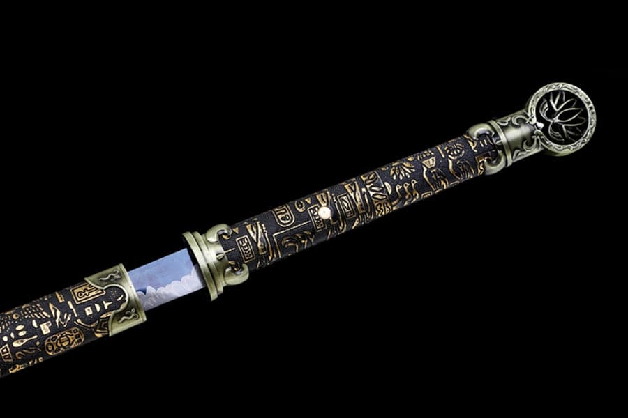 Handmade Pharaoh 65 High Manganese Steel Chinese Sword With Baked Blue Blade