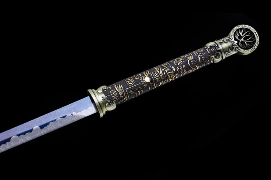 Handmade Pharaoh 65 High Manganese Steel Chinese Sword With Baked Blue Blade