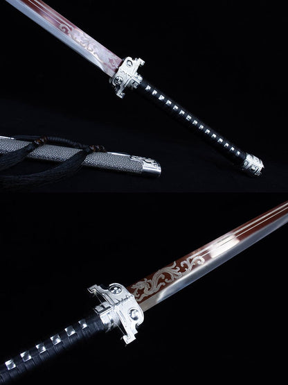 Handmade Seal the Dragon High Carbon Steel Chinese Sword With Red Blade