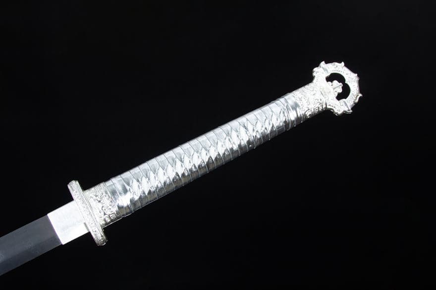 Handmade Silver Scourge High Manganese Steel Chinese Sword With White scabbard