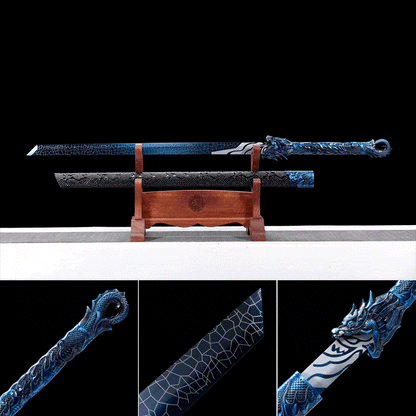 Handmade Thousand Blade Magic Dragon With Blue Blade