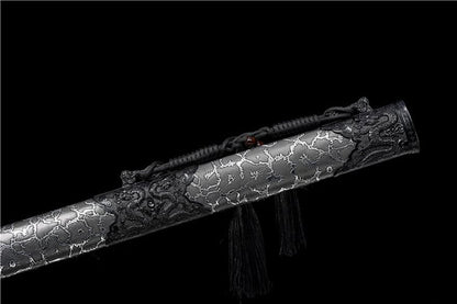 Handmade Thunder High Manganese Steel Chinese Sword With Silver Lightning Sheath