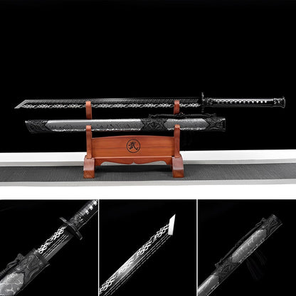 Handmade Thunder High Manganese Steel Chinese Sword With Silver Lightning Sheath