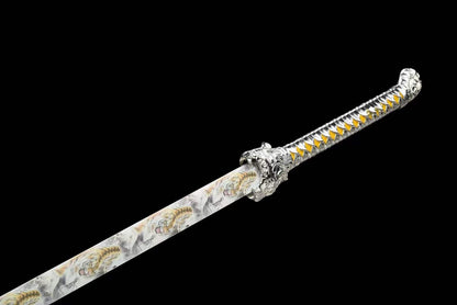 Handmade Tsunami Tiger High Manganese Steel Chinese Sword With Tiger pattern