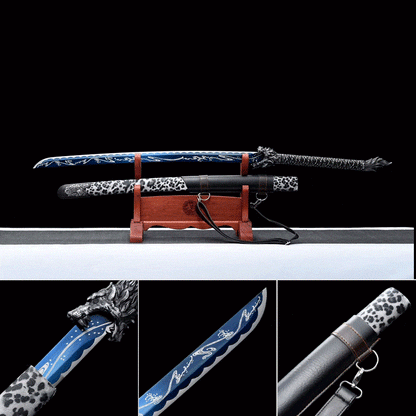 Handmade Wolf Road Manganese Steel Chinese Sword Exclusive Flame Fireworks