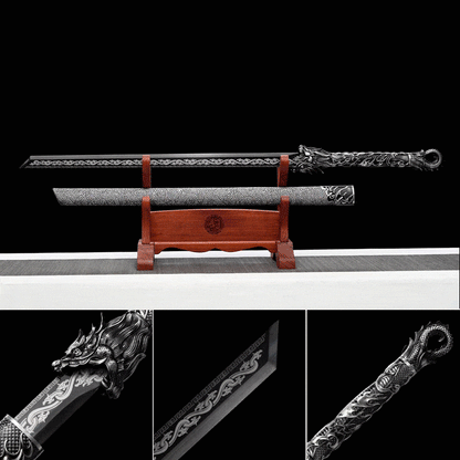 HandmadeHades Warblade Chinese Sword With Black scabbard